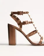 Valentino Rockstud Metallic Calfskin Leather Ankle Strap Sandal 90 Mm - Image 2